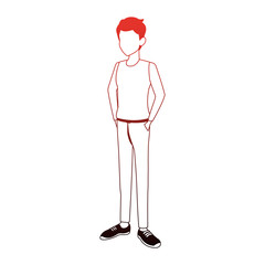 Young man cartoon with casual clothes vector illustration graphic design
