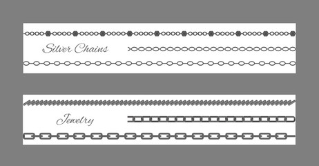 Silver Chains and Jewelry Set Vector Illustration