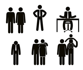 group of people doing different activities vector illustration design