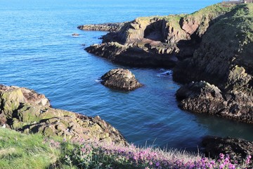 Rocky cliffs and sea
