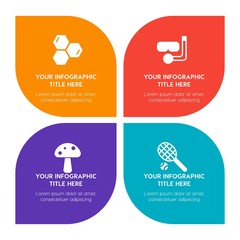 Flat science, sports, nature infographic timeline template with floral shape for presentations, advertising, annual reports