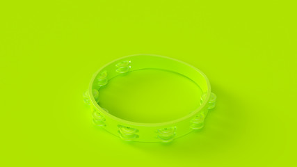 Bright Green Tambourine 3d illustration 