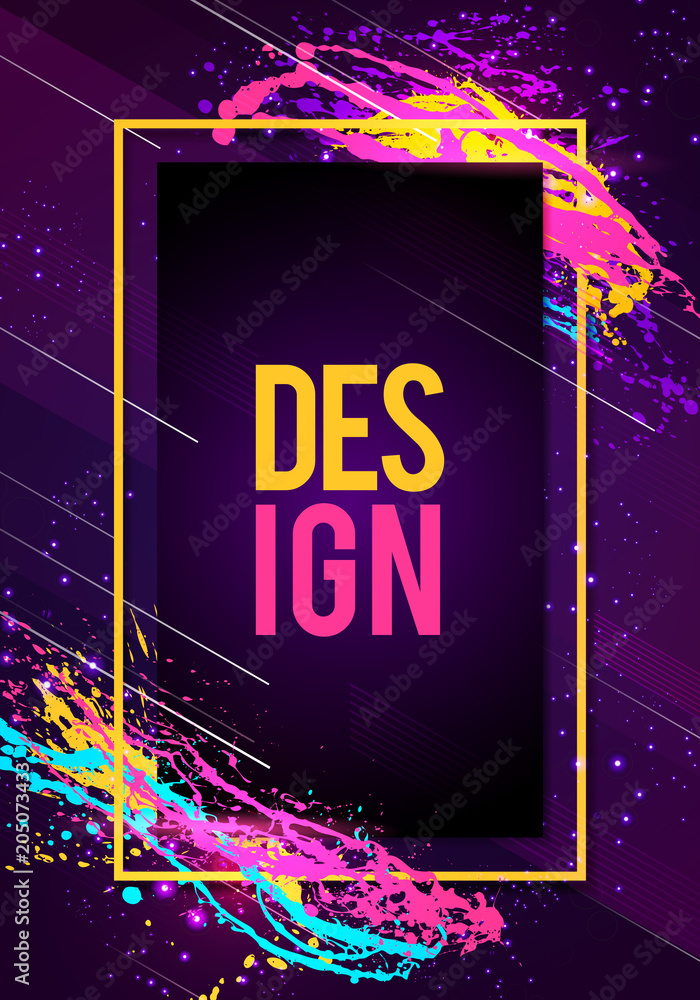 Poster vector illustration dynamic futuristic modern flyer or party frame art design with abstract shapes a