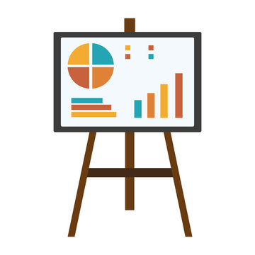 Whiteboard with statistics vector illustration graphic design