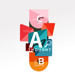 Geometric infographic banner, paper info diagram created with color shapes