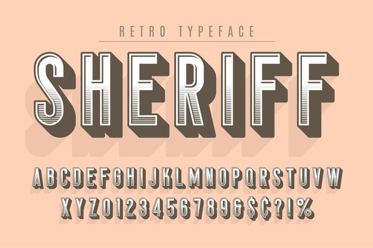 Sheriff trendy vintage display font design, alphabet