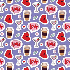 Girl fashion accessories casual woman style shopping items and beautiful cosmetic or makeup tools seamless pattern background vector illustration.