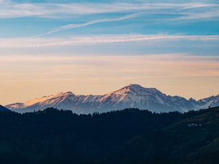 Obraz na płótnie Canvas Mountain landscape on sunset