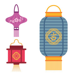 Chinese lantern light paper holiday celebrate asian graphic celebration lamp vector illustration.