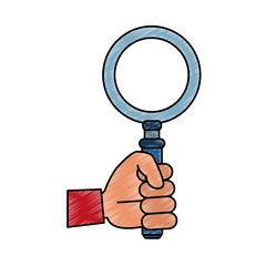 Hand with magnifying glass vector illustration graphic design