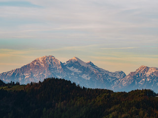 Mountain landscape on sunset