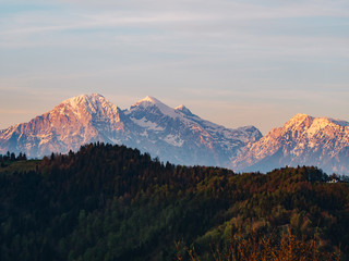 Mountain landscape on sunset