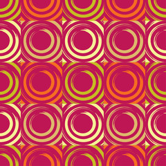 Polka dot seamless pattern. Circles in the square. Manual hatching. Brushwork. Scribble texture. Тextile rapport. 
