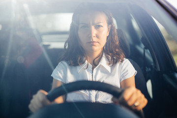 Focused woman driver