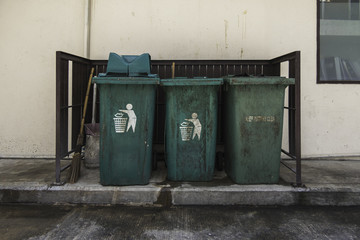 Roadside garbage bins.