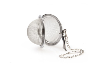 Tea strainer on a chain isolated for white background.