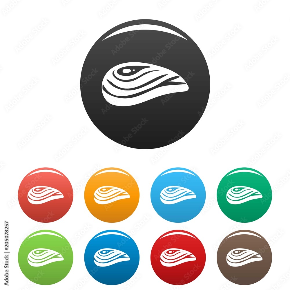 Poster aquatic shell icon. simple illustration of aquatic shell vector icons set color isolated on white