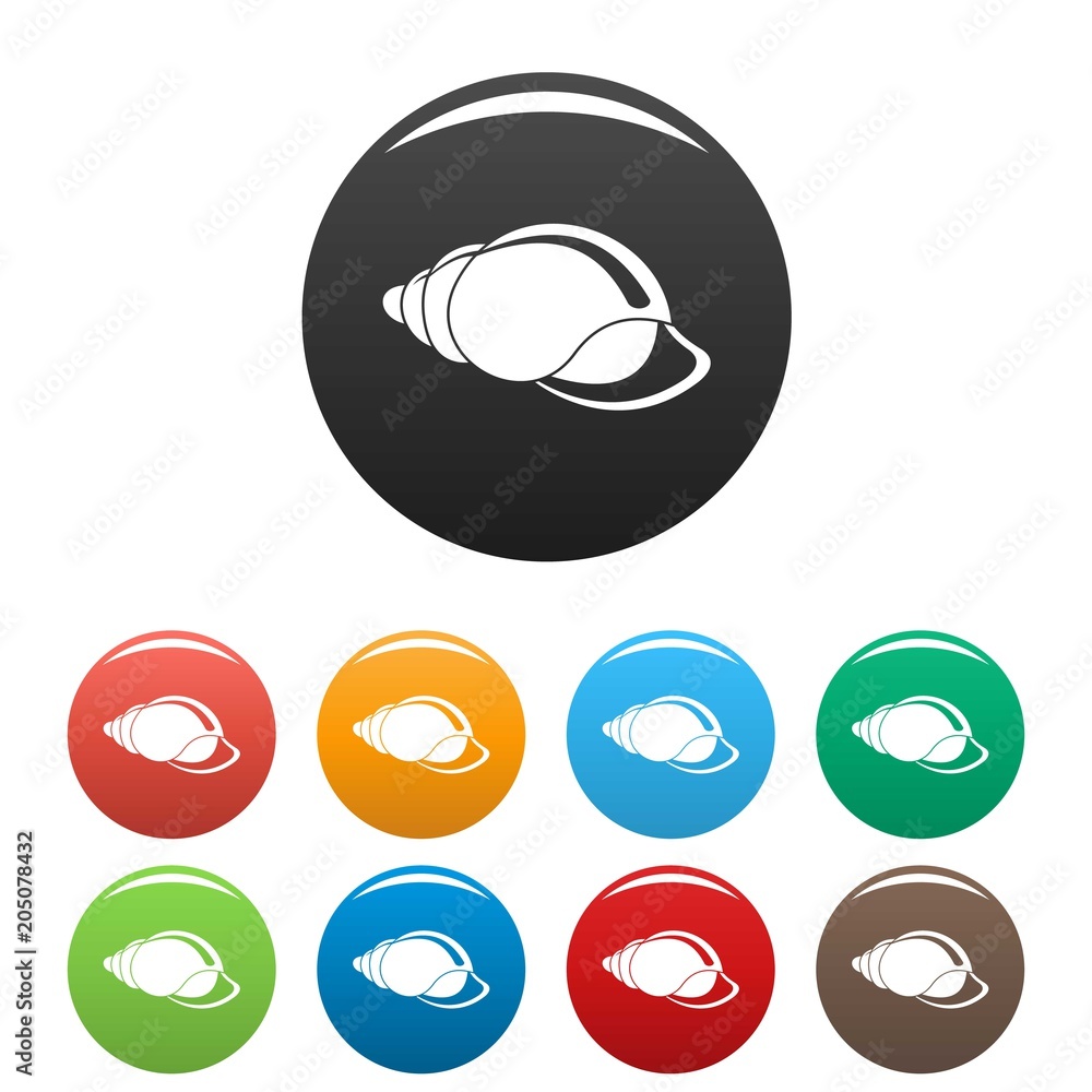 Poster small shell icon. simple illustration of small shell vector icons set color isolated on white