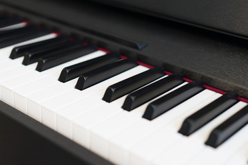 Old piano in the music practice room with beautiful music.