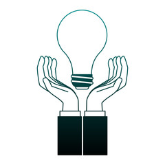 Hands with light bulb vector illustration graphic design