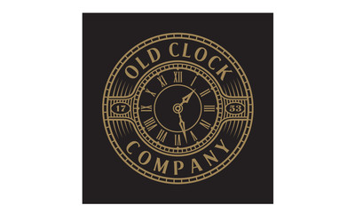 Vintage Classic Old Clock Antique with Steampunk style for Emblem Label Logo design inspiration