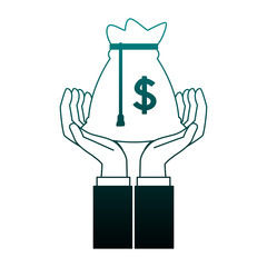 Hands with money bag vector illustration graphic design