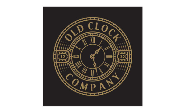 Vintage Classic Old Clock Antique with Steampunk style for Emblem Label Logo design inspiration