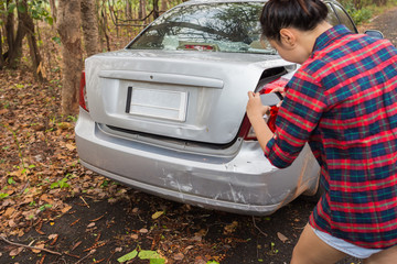 The car has a fracture caused by the accident.