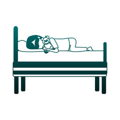 Woman sleeping in bed vector illustration graphic design
