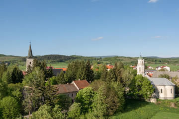 Fototapeta na wymiar panoramic photo of Village of Brinje in the region of Lika, Croatia