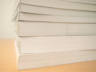 close up stack books