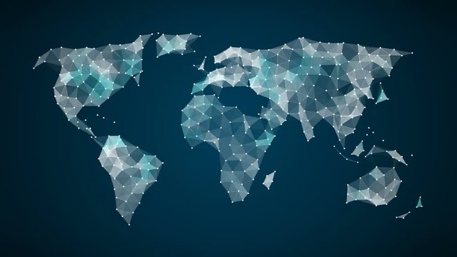 3D Animation. Dots connecting line, dots makes global world map, internet of things. 4k movie.