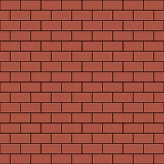 Washable wall murals Bricks Simple, flat, seamless red brick texture. Black outlines