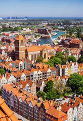 Cityscape aerial view on the old town in Gdansk, Poland