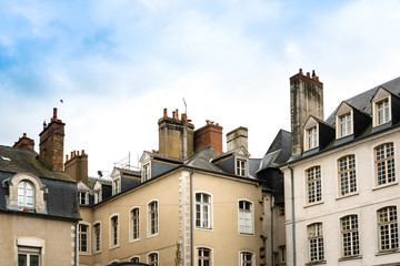 Fototapeta na wymiar Street view of downtown in Rennes, France
