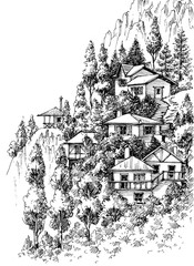 Mountain village sketch