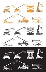 Lifting machine icons set. Three versions. Vector. Illustration