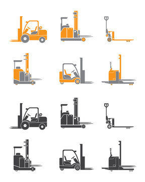 Set icons of loader equipment. Two versions. Vector illustration