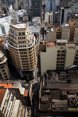 High angle viwe of aged business and residential buildings of the metropolis