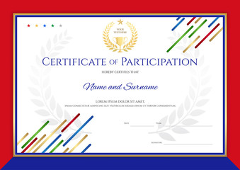 Certificate template in sport theme with sport color stripe theme border frame, Diploma design