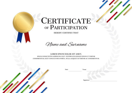 Certificate template in sport theme with border frame, Diploma design