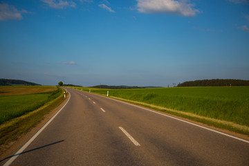 Country road in the Upper Palatinate, blue sky
