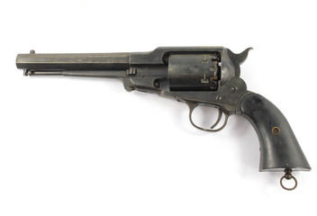 Antique Vintage Gun Pistol Revolver on White Background