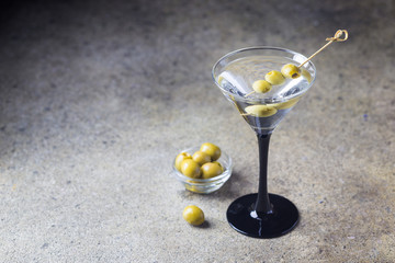 Cocktail martini with olives
