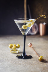 Cocktail martini with olives