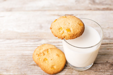 cookies on a glass of milk