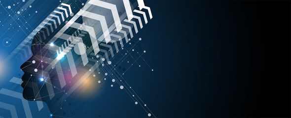 Artificial intelligence. Technology web background. Virtual concept