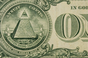 Macro shot of one dollar banknote