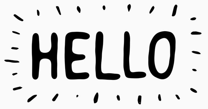 Hello Letters Scribble Animation Doodle/
Animation of doodled hello word with hand written letters blinking on white background