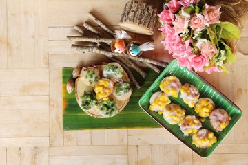 Coconut milk mix sugar and flour ,Thai dessert